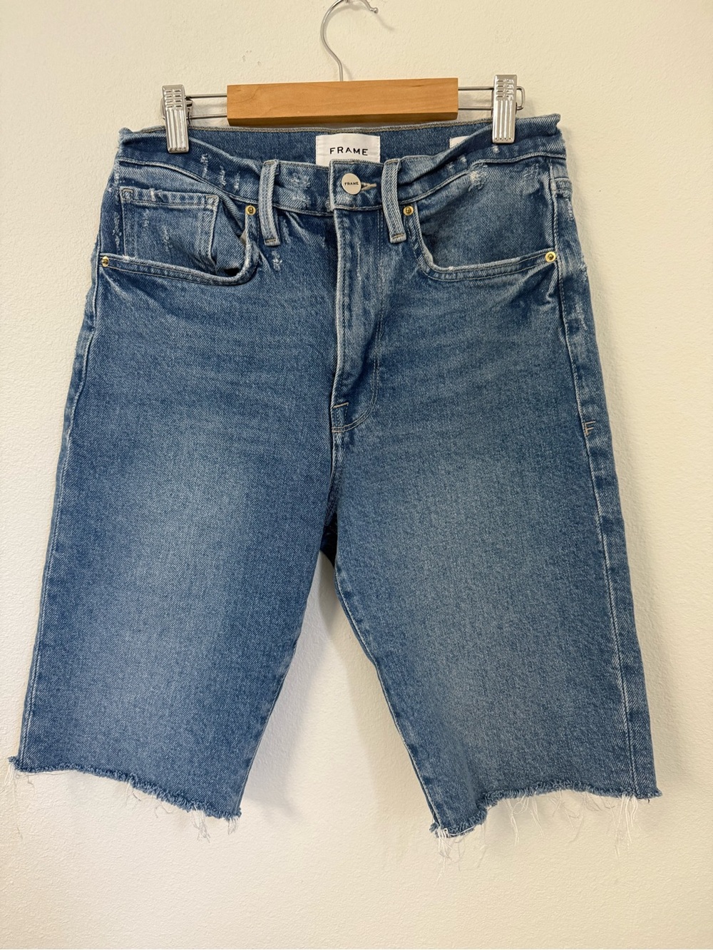 Frame Denim Light Blue Denim Bermuda Shorts